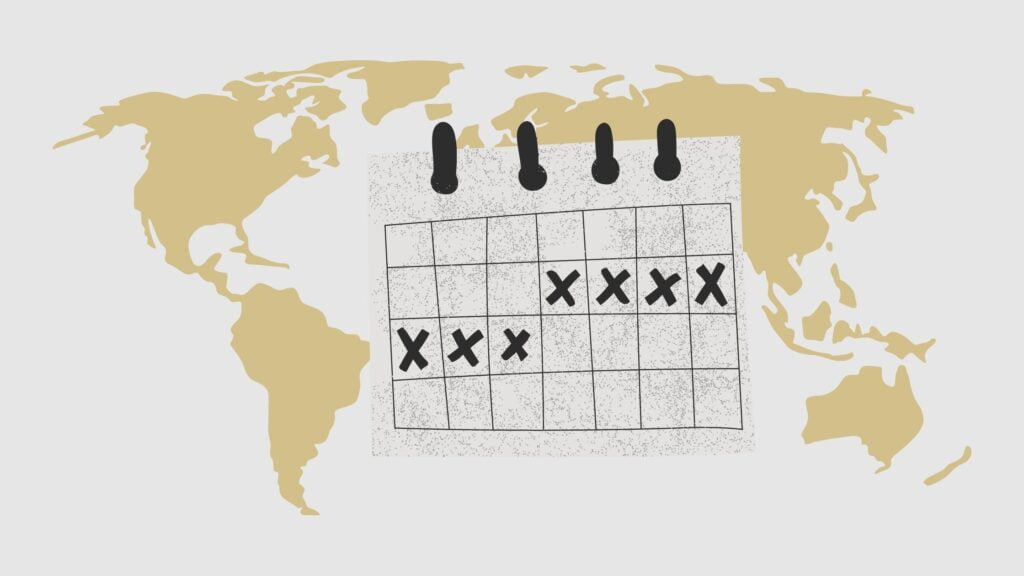 Wie lange sollte eine Weltreise Dauern? Weltkarte und Kalender