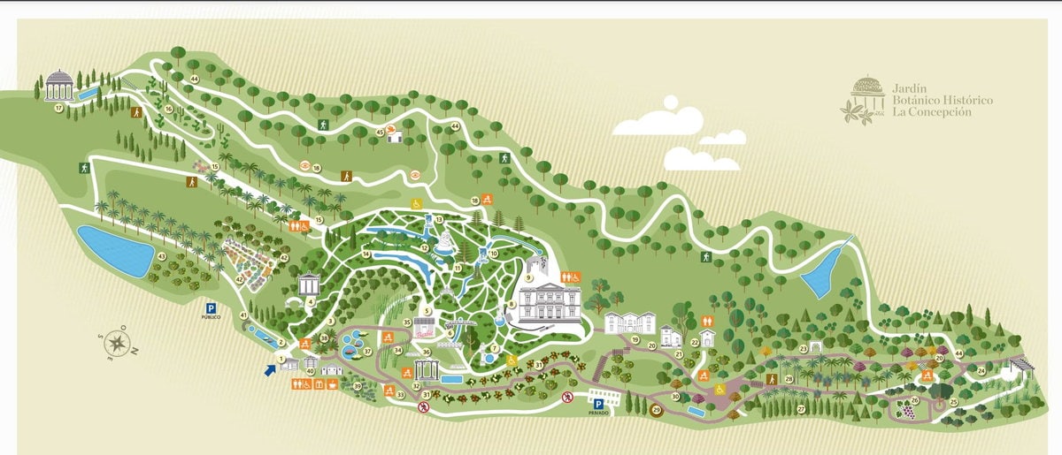 Karte des Botanischen Garten in Malaga