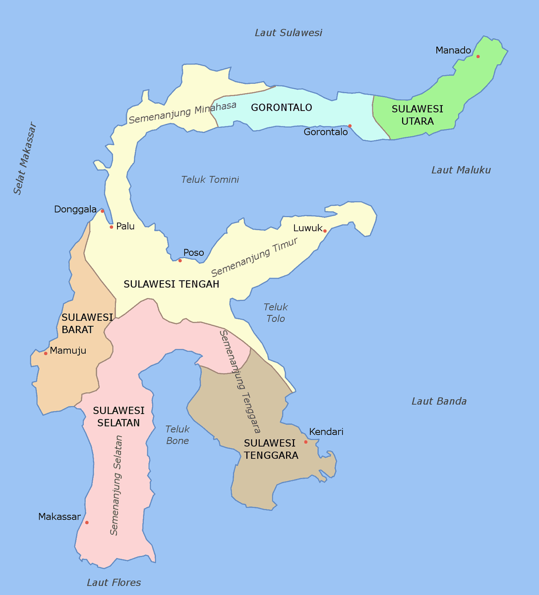 Sulawesi Verwaltungsbezirke Gorontalo, Nord Sulawesi und weitere