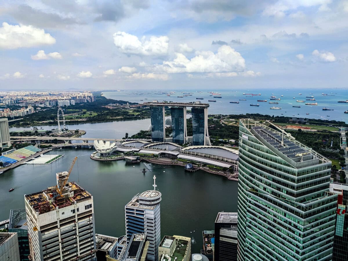 Marina Bay Sands gesehen vom Capita Spring Tower in Singapur