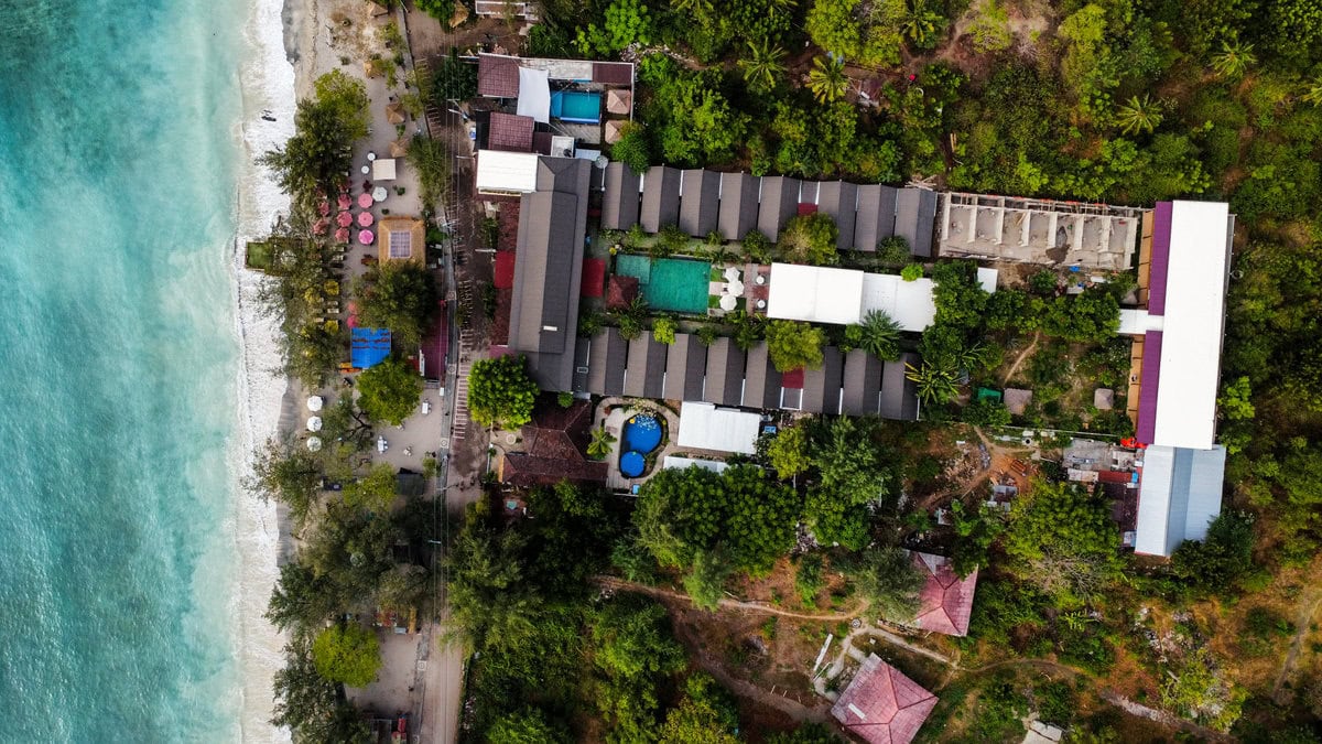 Wah Resort auf Gili T mit Küstenabschnitt