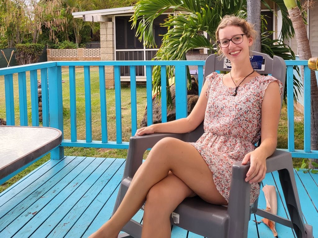 Auf der Terrasse unserer Ferienwohnung auf Hawaii
