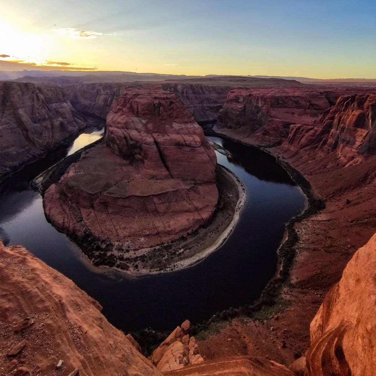 Horseshoe Bend bei Sonnenuntergang auf USA Rundreise
