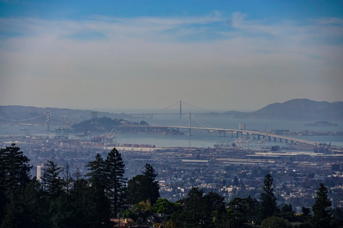 Golden Gate Bridge in San Francisco, gesehen aus Oakland