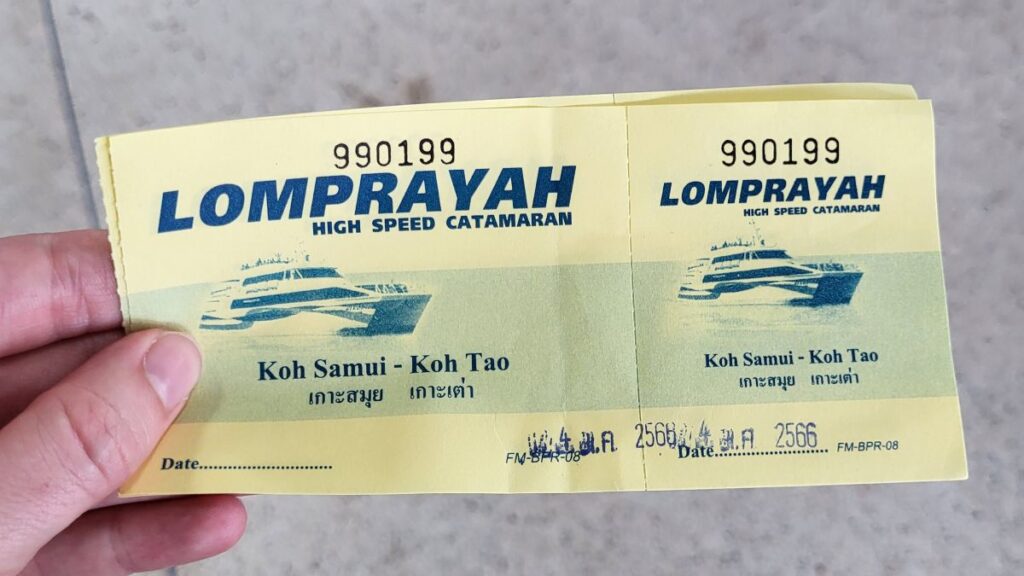 Ticket für die Fähre nach Koh Tao
