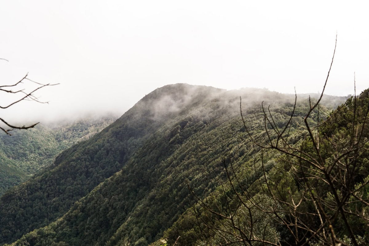 Berge und Nebel nahe Vallehermoso beim Wandern