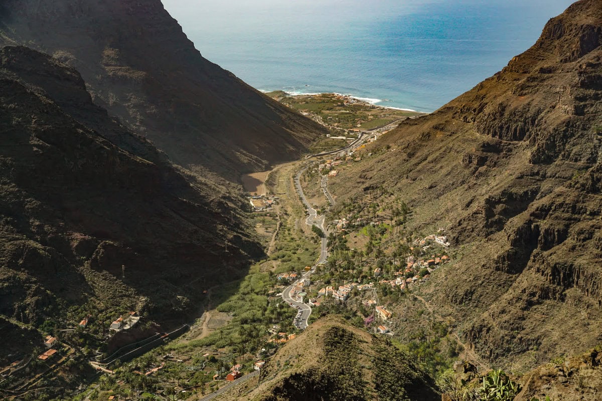 Aussicht auf Valle Gran Rey, La Gomera, ins Tal hinab, Aussichtspunkt