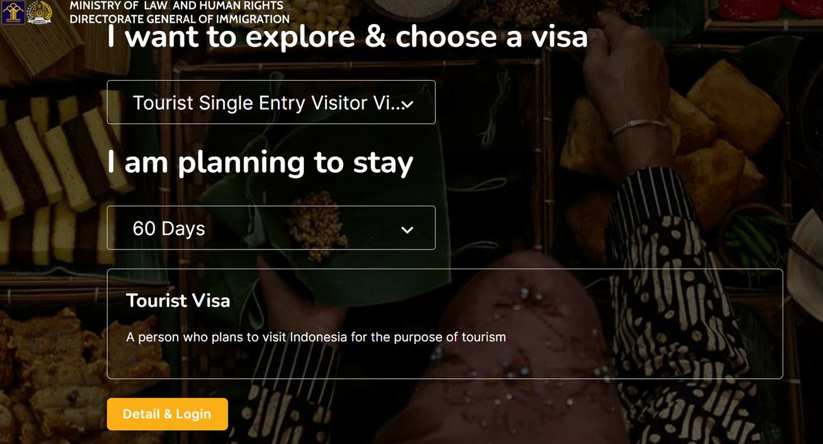 Webseite um ein Visum für Indonesien zu beantragen, zum Beispiel für die Einreise nach Bali