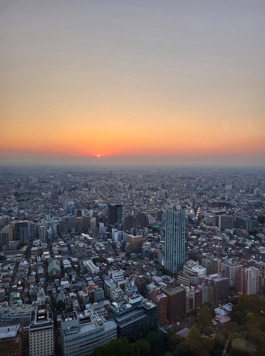 Sonnenuntergang über Tokyo, gesehen vom Tokyo Metropolitan Buildung