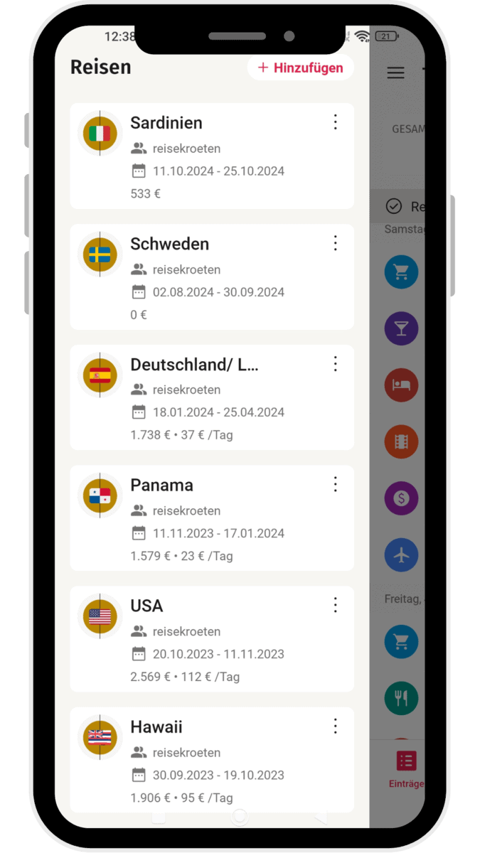 Travelspend App im Premium Abo für mehrere Reisen und Länder anlegen, mit Code REISEKROETEN für 50% Rabatt