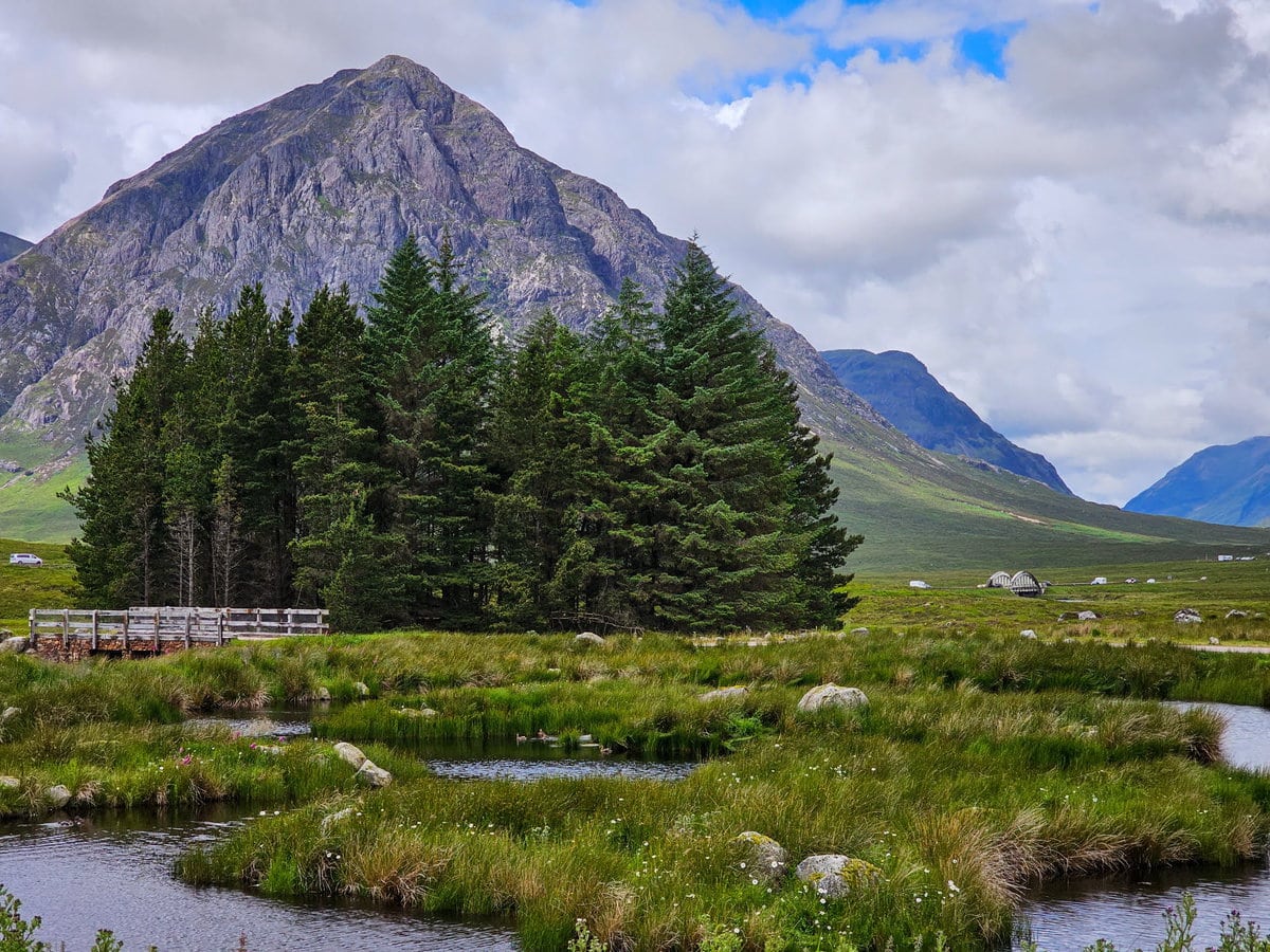 Buachaille Etive Mor und Glen Coe Aussicht vom Kingshouse Hotel