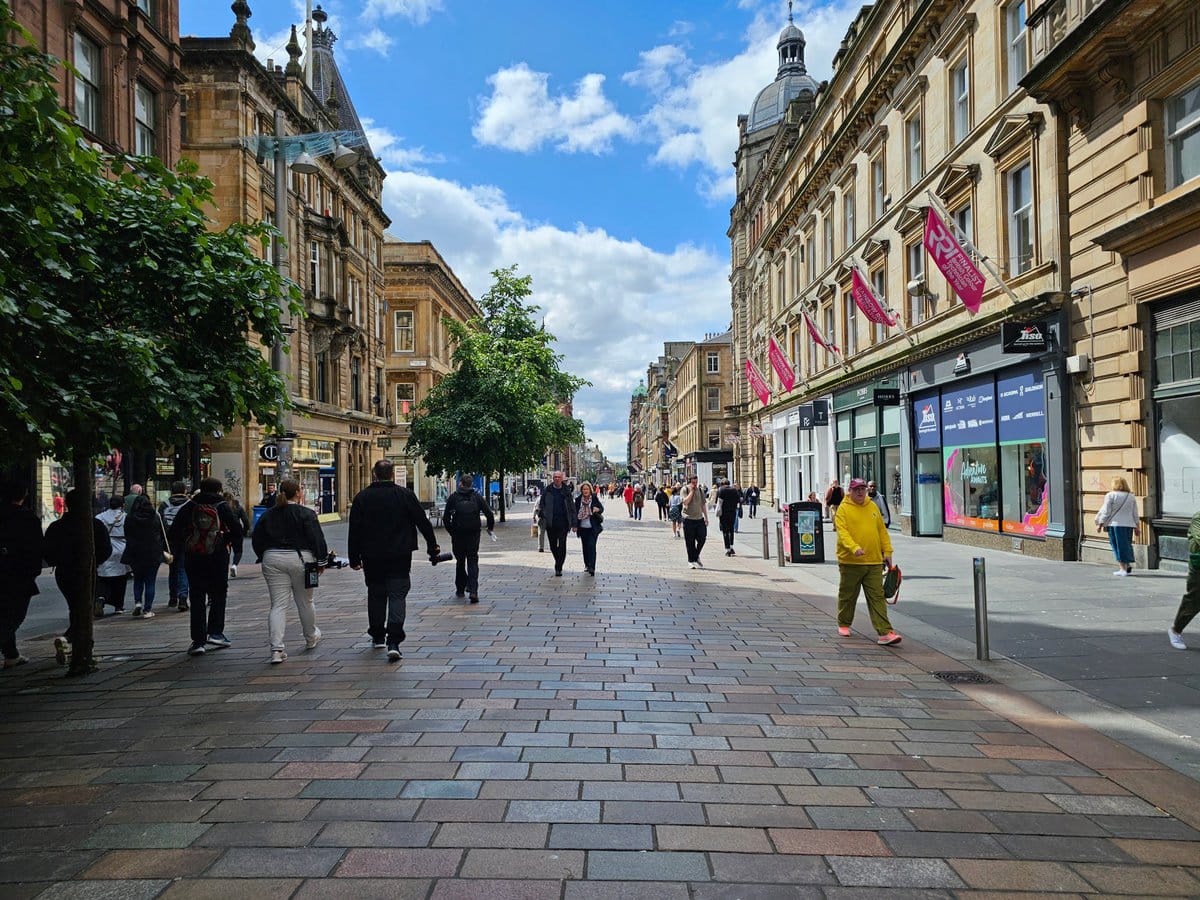 Buchanan Street in Glasgow zum Einkaufen und Shoppen