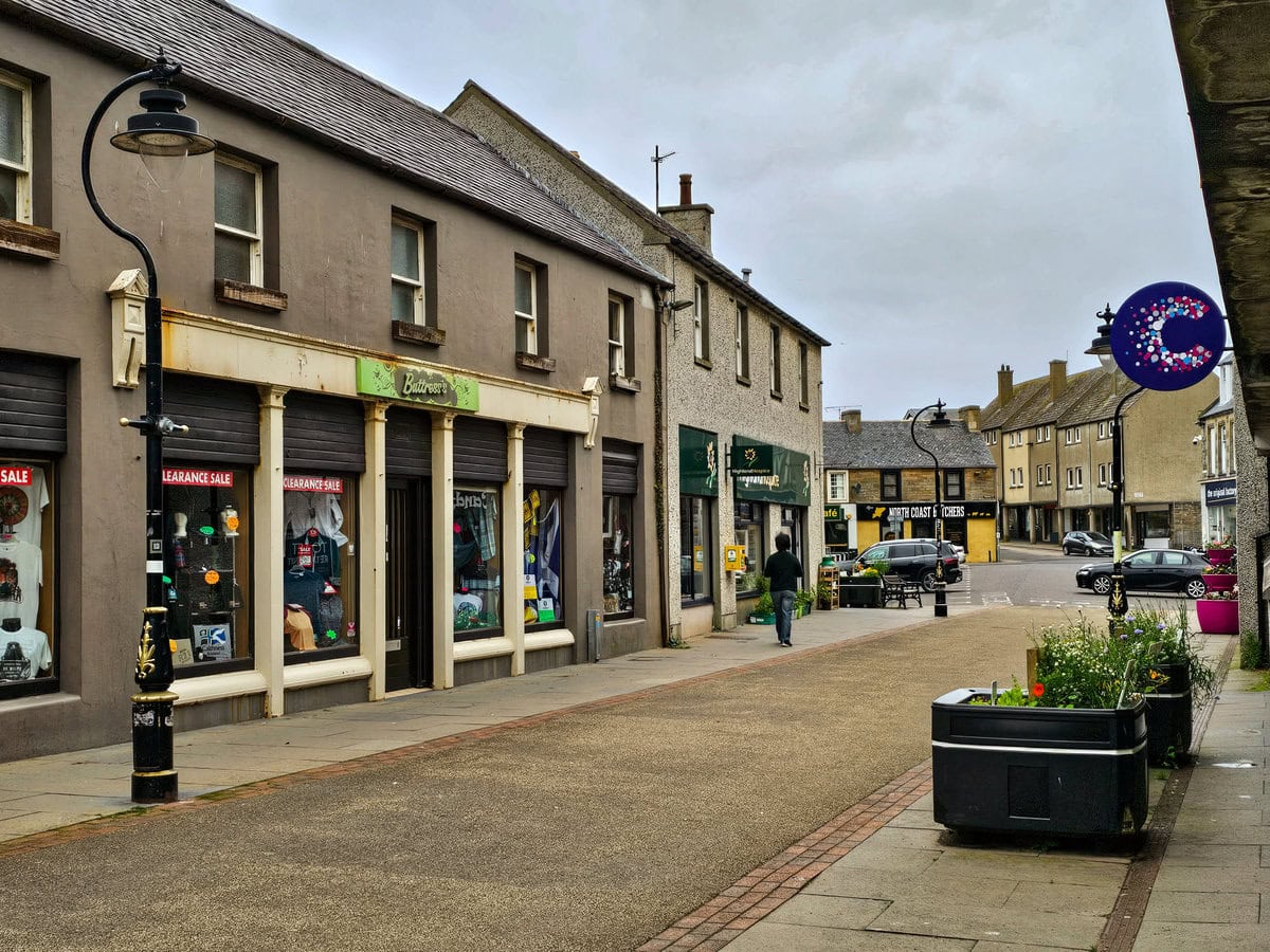 Innenstadt von Thurso in Schottland