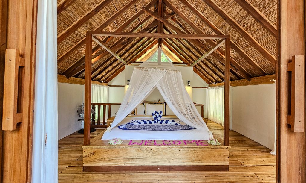 Schlafzimmer in der Gartenvilla