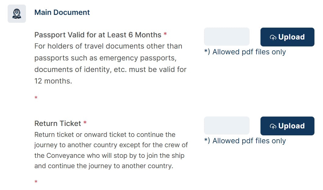 Upload des Ausreise- oder Weiterreise-Tickets für die Beantragung des e-Visums für Indonesien
