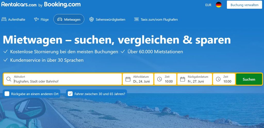 Mietwagenvergleich bei Rentalcars.com