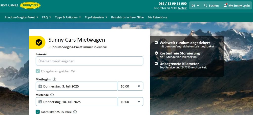 Mietwagen Preisvergleich von SunnyCars