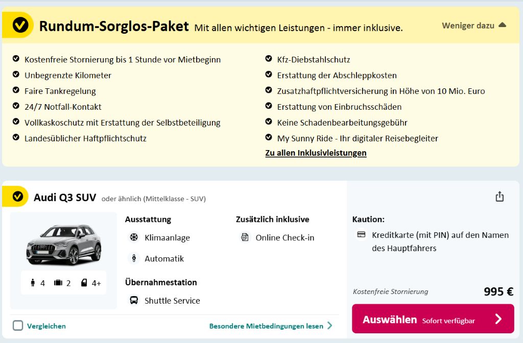 Auto mieten am Flughafen in Stockholm über das Vergleichsportal SunnyCars