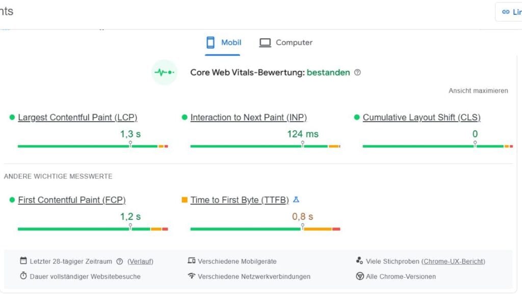 Pagespeed Werte nach dem Umzug auf einen Server von HostPress