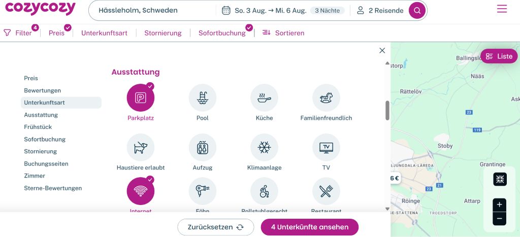 Filter korrekt eingeben für bessere Unterkunft Suchergebnisse
