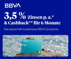 3,5 % Zinsen und Cashback für das BBVA Girokonto