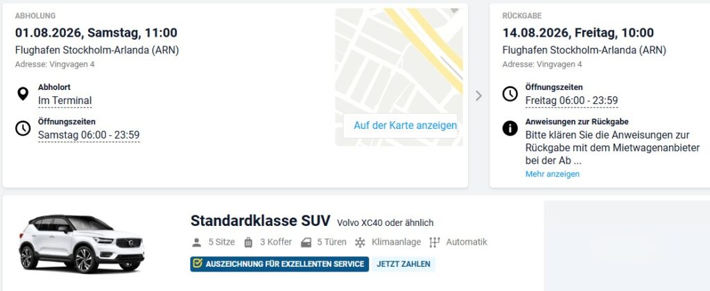 Mietwagenvergleich für Stockholm auf DiscoverCars