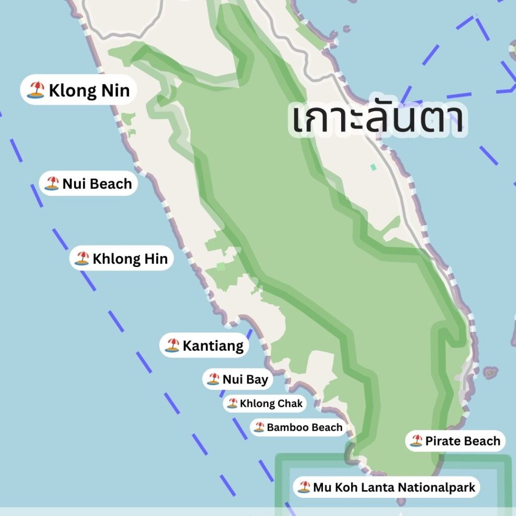 Alle Strände auf der Südhälfte von Koh Lanta