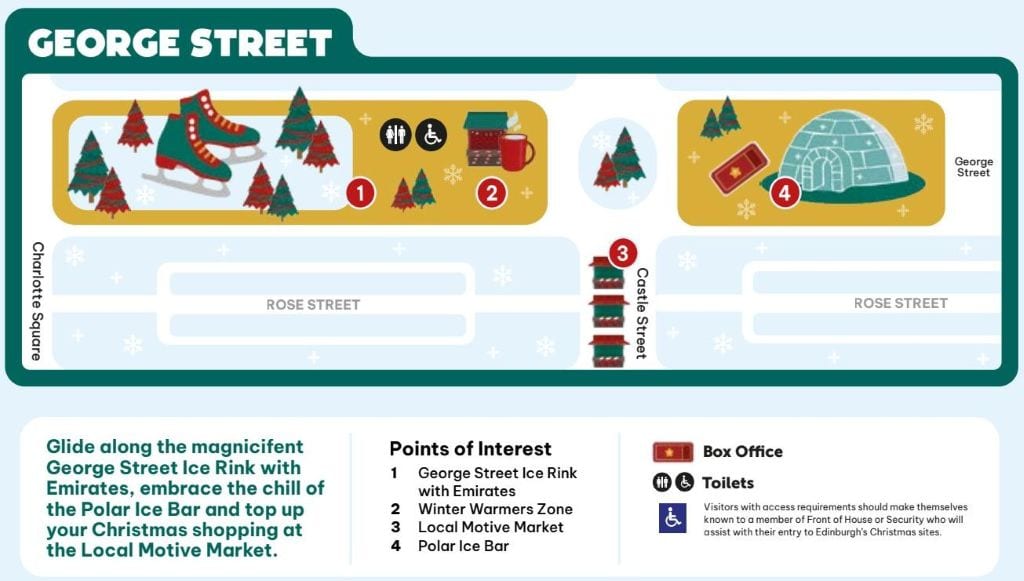 Karte Edinburgh Weihnachtsmarkt in der George Street