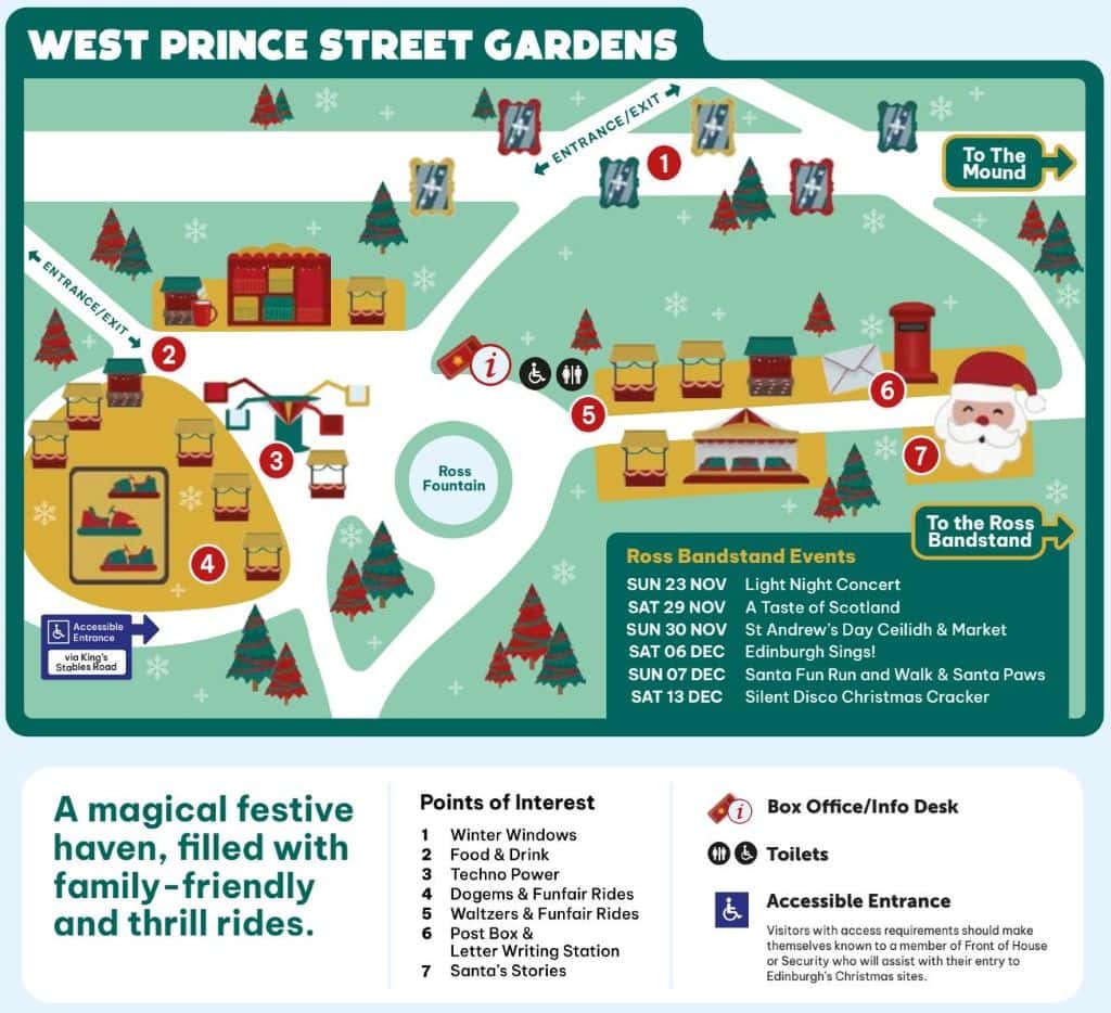 Karte Weihnachtsmarkt Edinburgh West Princes Street