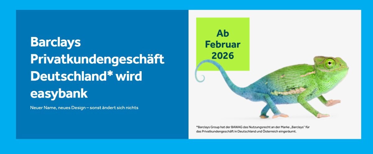 Aus Barclays wird easybank ab Februar 2026.