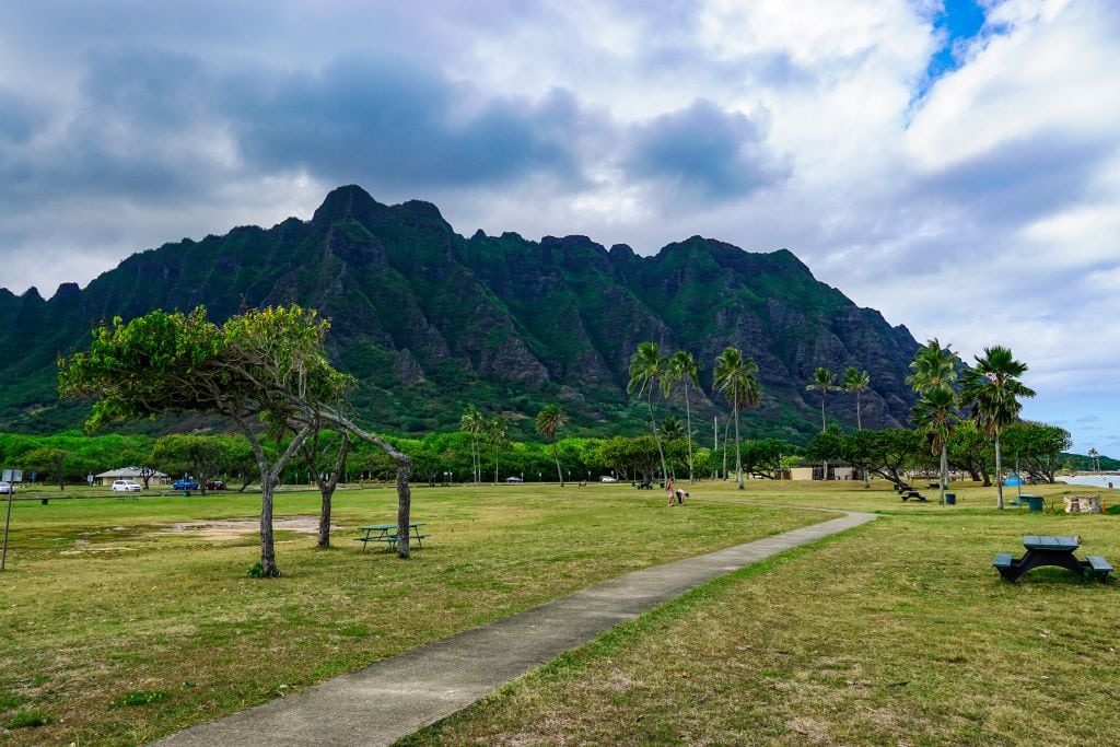 Berge der Kualoa Ranch auf Oahu, Jurassic Park Drehorte