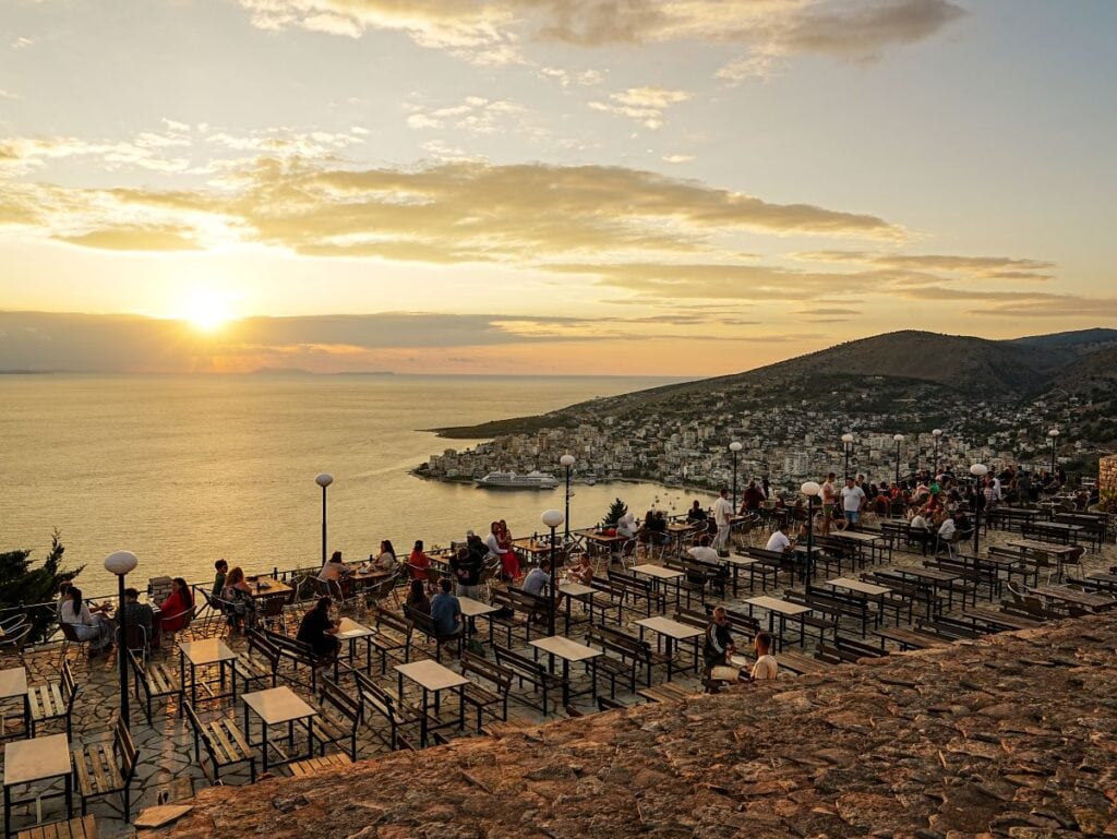 Sonnenuntergang auf der Burg von Saranda