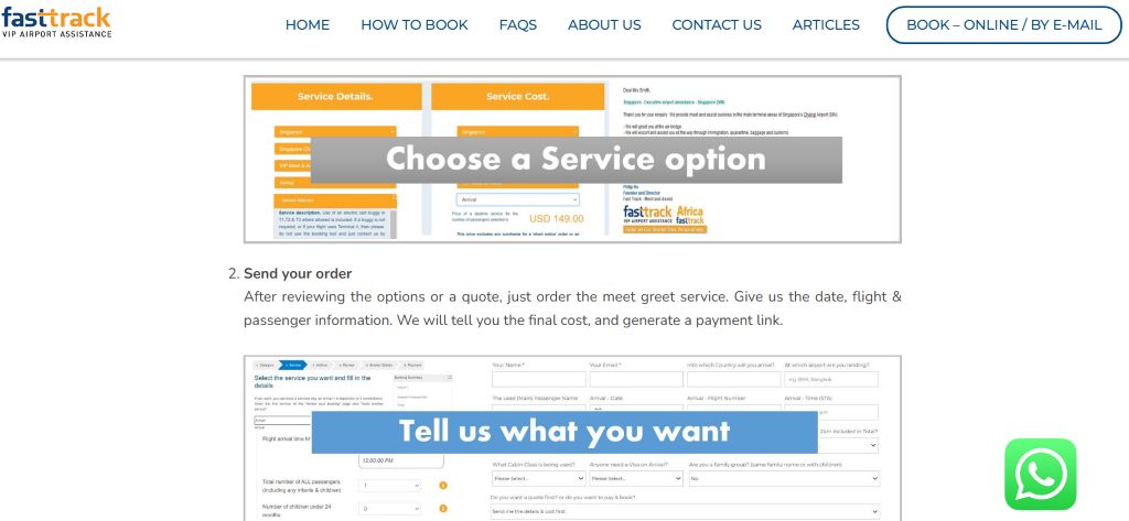 Screenshot einer Webseite, die Fast-Track Service für den Flughafen Phuket anbietet