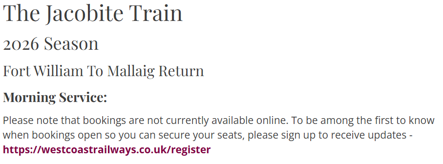 Screenshot der Änderung auf der Webseite von WestCoast Railways