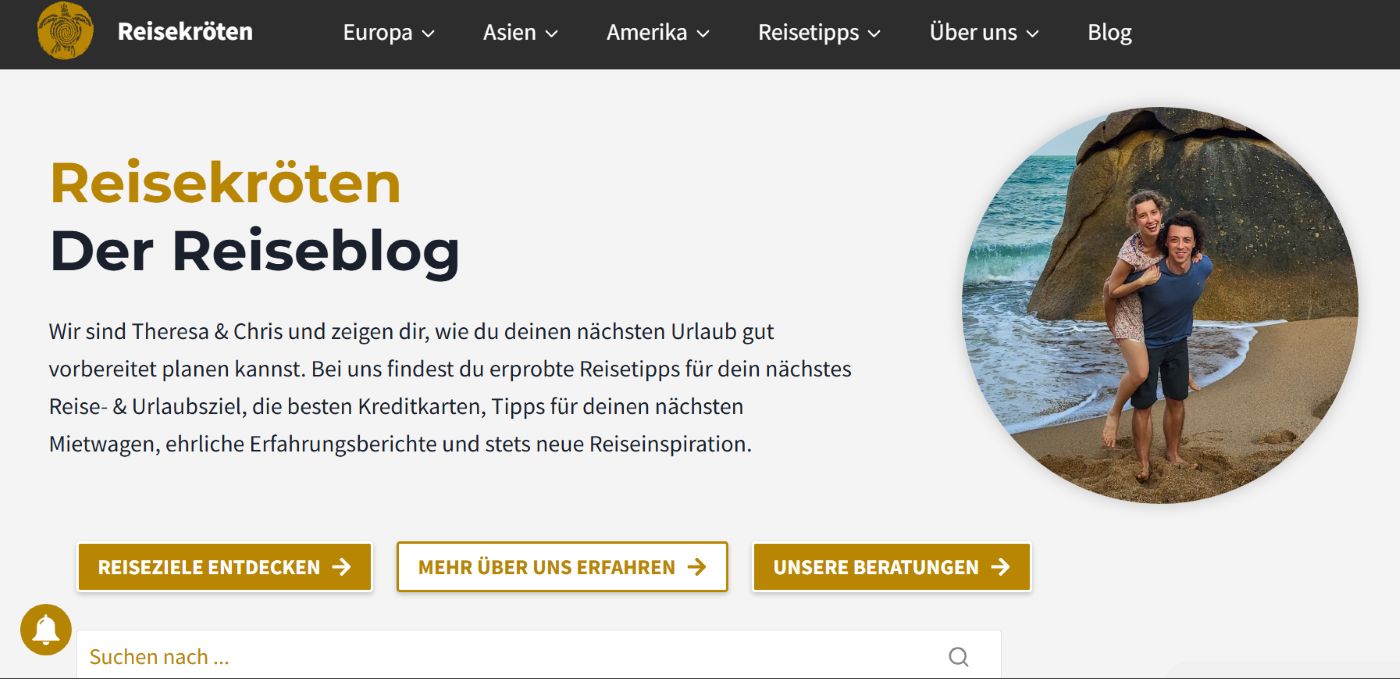 Startseite von Reisekröten
