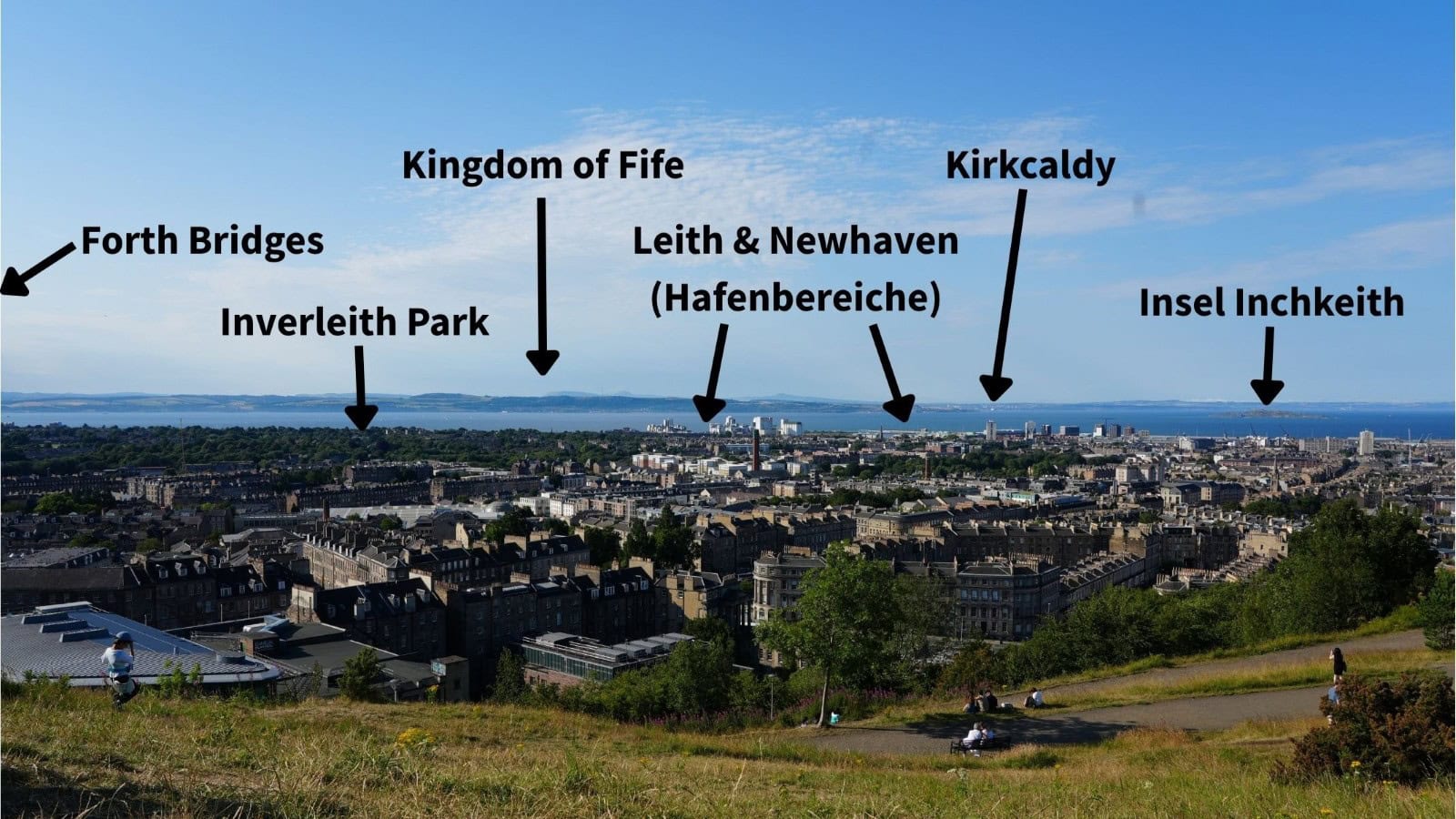 Aussicht vom Calton Hill nach Norden und was man dort sieht