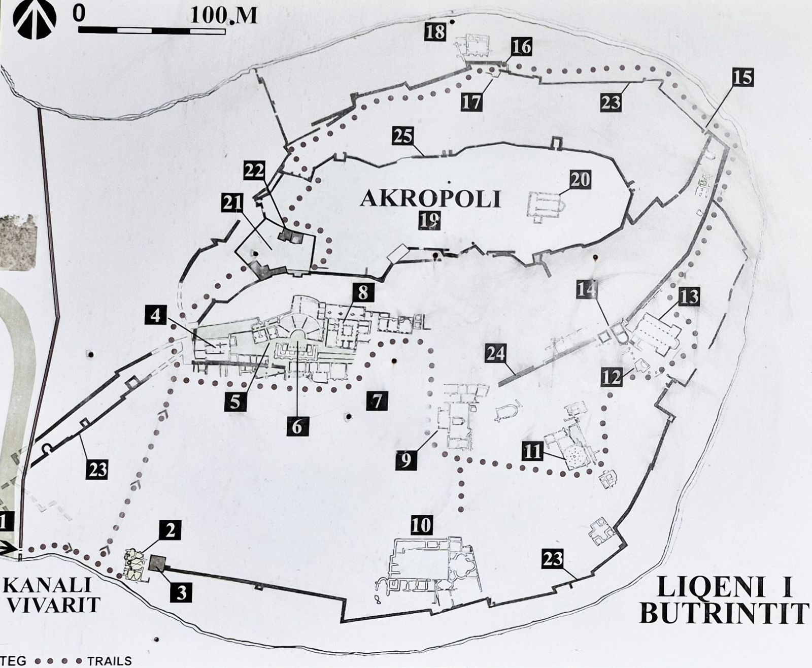 Karte von Butrint in Albanien