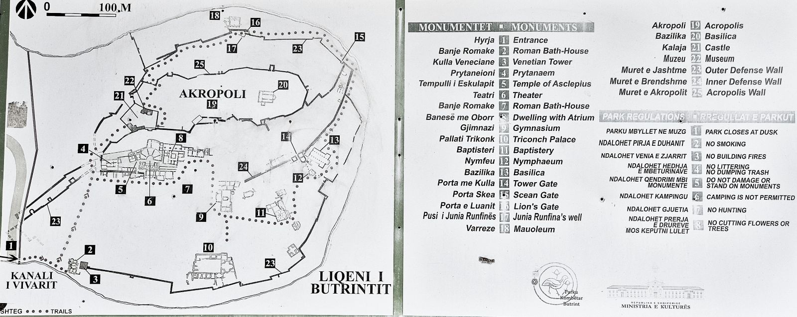 Karte und Legende zu Butrint in Albanien