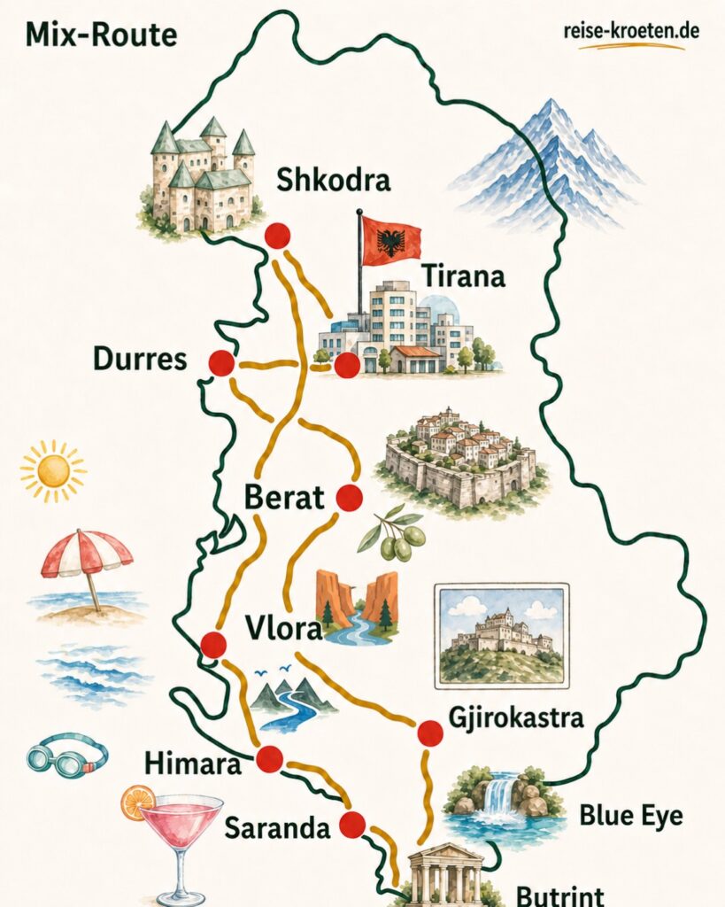 10 Tage Rundreise Albanien mit Mix aus Badeurlaub und kulturellen Highlights
