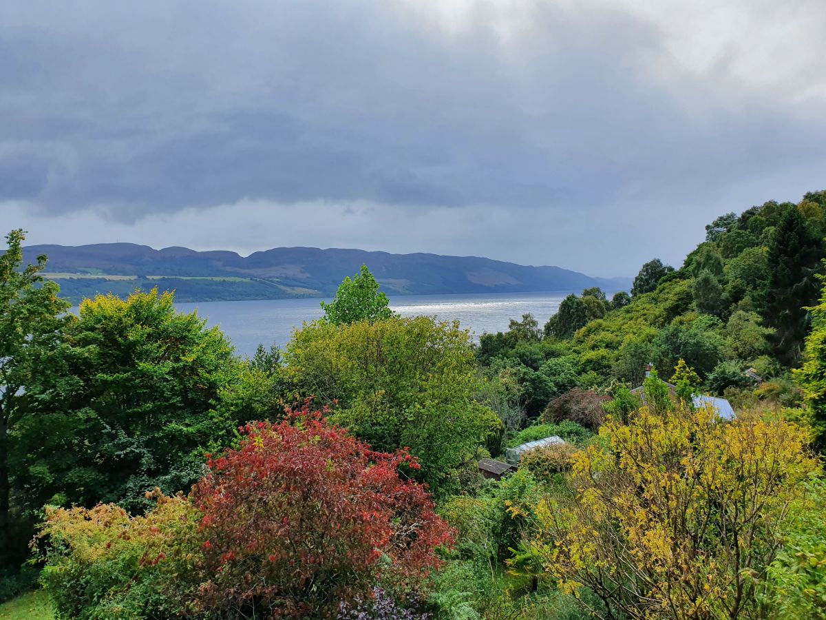 Ausblick auf Loch Ness von der Abriachan Nursery Gärtnerei