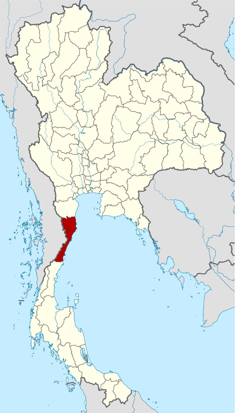 Karte von Thailand: Markiert Provinz Prachuap Khiri Khan, Wikimedia CC BY 3.0