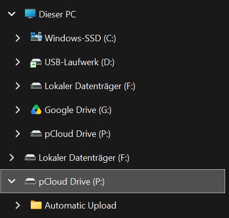 pCloud Drive Laufwerk im Explorer
