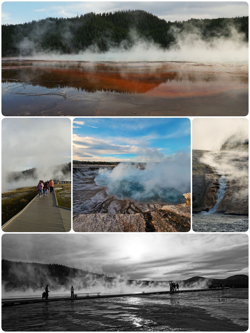 Am Abend am Midway Basin im Yellowstone Nationalpark