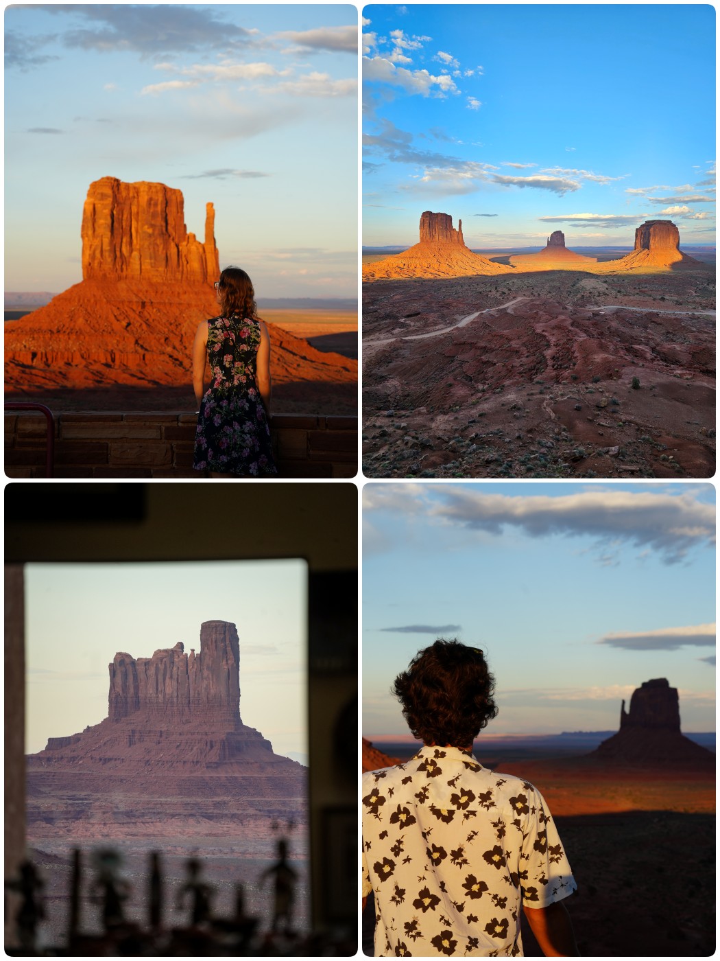 Collage: Sonnenuntergang am Monument Valley, vom The View Hotel